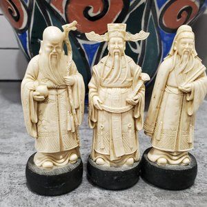 Vintage Chinese Figures Of Mystical Men Resin Trio 4in